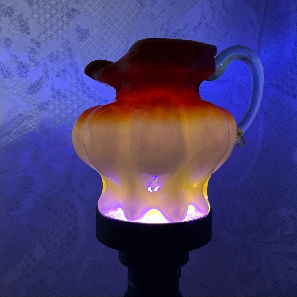Vintage Kanawha Amberina Glass Pitcher Cadmium Selenium Cased Creamer Glows - Picture 4 of 14
